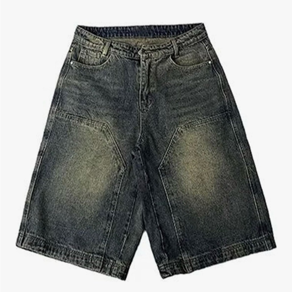 Hollister jorts Men's Washed Black Denim Carpenter Shorts